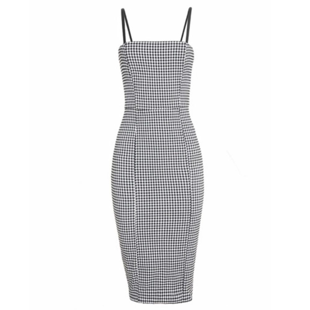 Naked Wardrobe Gingham Pencil Midi Dress